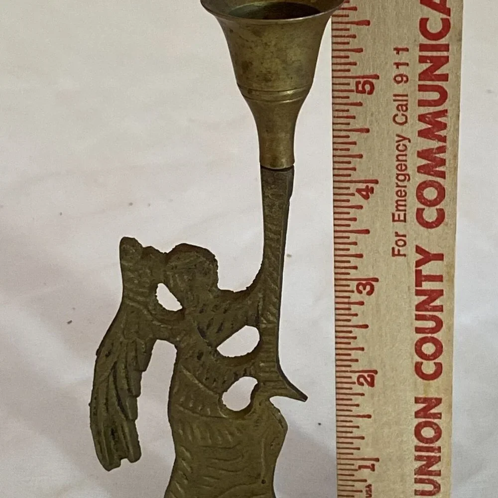 VTG Christmas Brass Angel Candlestick Holders Set of 3 Holiday 6